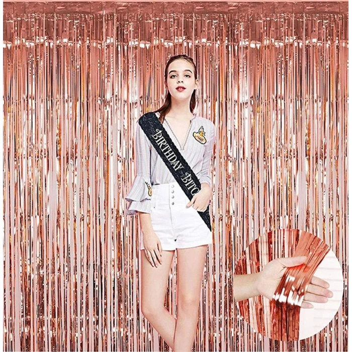 Rose Gold Püsküllü Kapı Perdesi