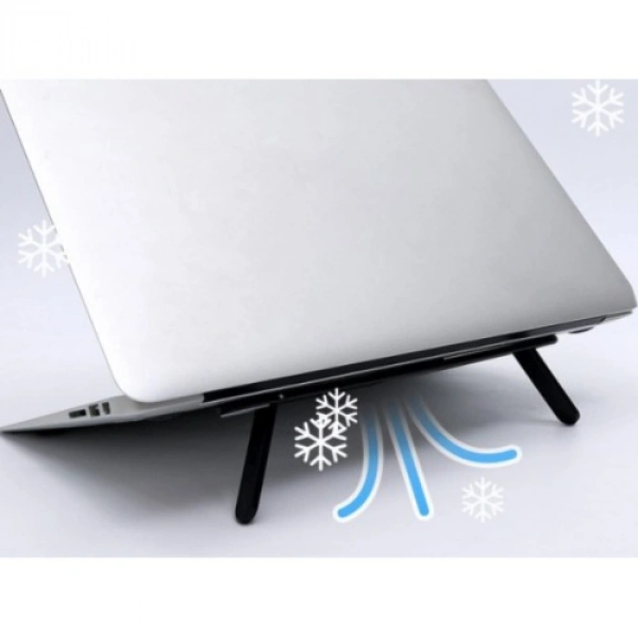 Siyah 2 Kademeli Katlanabilir ve Yapışkanlı Laptop Standı