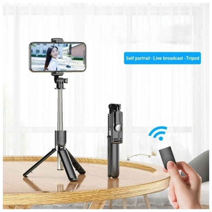 Uzaktan Kumandalı Tripod Özellikli Selfie Çubuğu