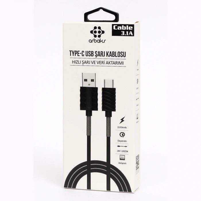 Yaylı TYPE-C 3.1A Usb Şarj Kablosu Arbaks ARB-037