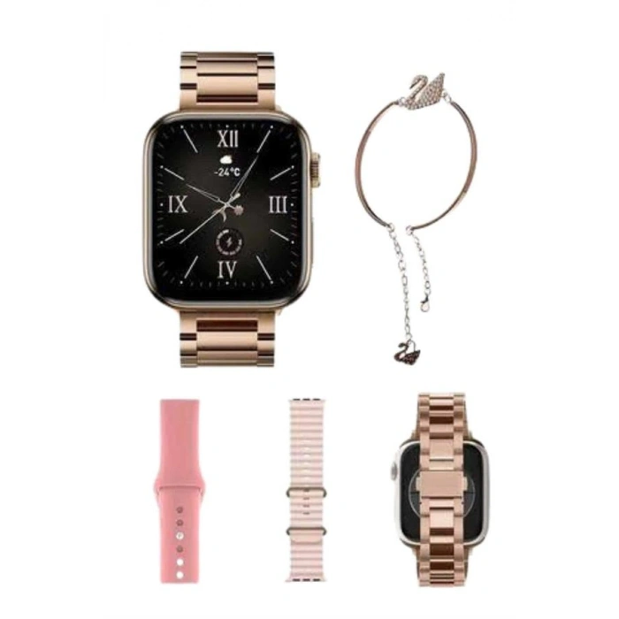 Yeni Nesil Kadın Akıllı Saat Rose Gold Android ve İos Uyumlu - Lisinya