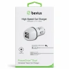 Micro USB Beyaz 15W Çift USB Kablolu Araç Şarj Cihazı Bevius BVS-AU514