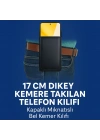 Dikey Kapaklı Mıknatıslı 17 CM Kemere Takılan Suni Deri Telefon Kılıfı (17×8 cm) MSK02