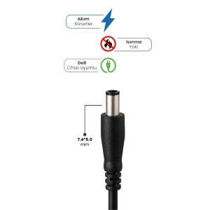 19.5V 4.62A 7.4 * 5.0mm 90W DELL İçin Laptop Adaptör