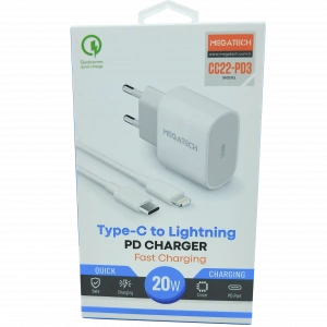 20W PD TYPE-C To İphone Şarj Aleti Megatech CC22-PD3