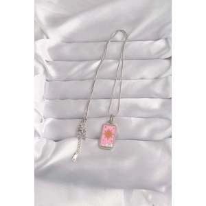 316L Çelik Gümüş Renk Pembe Mineli Güneş Model Tarot Kolye - AlpKaTek