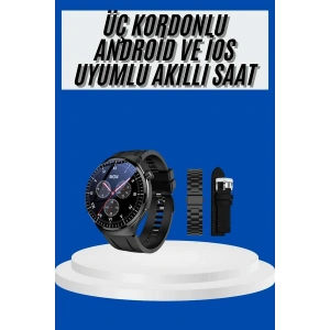 Amoled Ekran Akıllı Saat Üç Kordonlu İOS Android Uyumlu - Lisinya