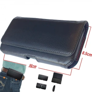 Bele Takılan Kapaklı Mıknatıslı Suni Deri Telefon Kemer Kılıfı (16 x 8.5 cm) MSK01