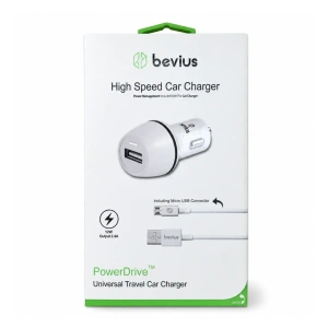 Micro USB Beyaz 12W Kablolu Araç Şarj Cihazı Bevius BVS-AU509