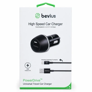 Lightning Siyah 12W Kablolu Araç Şarj Cihazı Bevius BVS-AU511