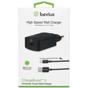 Lightning Siyah 10W Kablolu Duvar Şarj Cihazı Bevius BVS-CH416