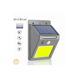 Solar 48 LED Bahçe Lambası - Geniş Açılı Panel - Duvara Monte