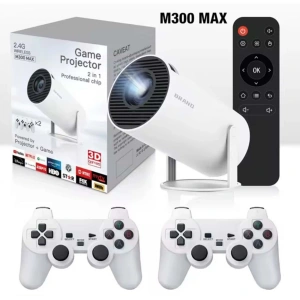 M300 MAX Retro video oyunu konsolları Android 11 sistemi mini taşınabilir akıllı projektör 720p ev projektör 64GB 46000 + oyunlar