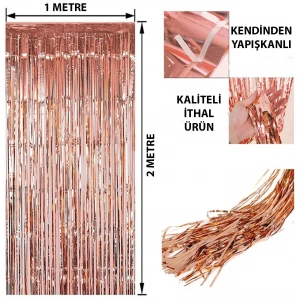 Rose Gold Püsküllü Kapı Perdesi