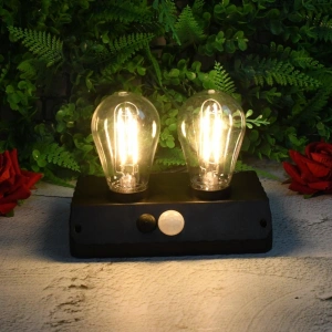 Sensörlü Solar İkili LED Ampul Lamba - Çift Başlıklı - Güneş Enerjili Aydınlatma