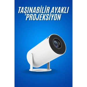 Sinema Projektörü Android HDMI USB WİFİ Ses Çıkışlı Ayaklı Projeksiyon Taşınabilir - Lisinya