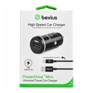 TYPE-C Siyah 12W Kablolu Araç Şarj Cihazı PowerDrive Mini