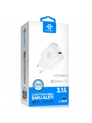 18W Lightning Hızlı Şarj Aleti 3.1A USB Adaptör Arbaks ARB-013