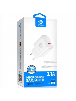 18W Micro Hızlı Şarj Aleti 3.1A USB Adaptör Arbaks ARB-013