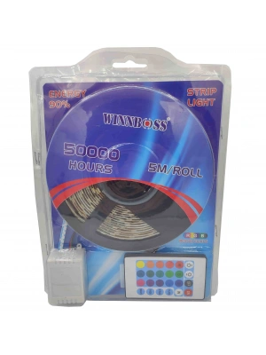 3 Çipli RGB Şerit Led 50000 Saat 5 Metre Kumandalı Winnboss WN-1144