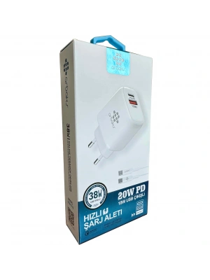 38W PD + USB + C-C Kablo Şarj Aleti Arbaks ARB-016