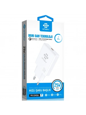 Mini GaN Teknoloji 25W PD 25W Tek Girişli Hızlı Şarj Başlik Arbaks ARB-015B