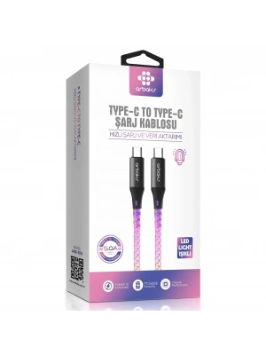 PD TYPE-C 5A RGB Işıklı Şarj Kablosu Arbaks Arb-309