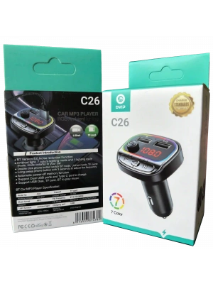RGB Renkli Araba FM MP3 Çalar Kablosuz Bluetooth 5.0 C26