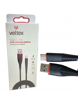 (TYPE-C) 3.1A Hızlı (SİYAH) Şarj Veri Aktarımı Veltex VTX-402