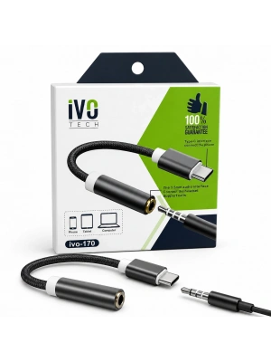 Type-C to 3.5mm Kulaklık Dönüştürücü Aux Adaptör TECH IVO-170