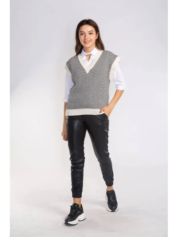 Şah Desenli Triko Süveter-DESENLİ