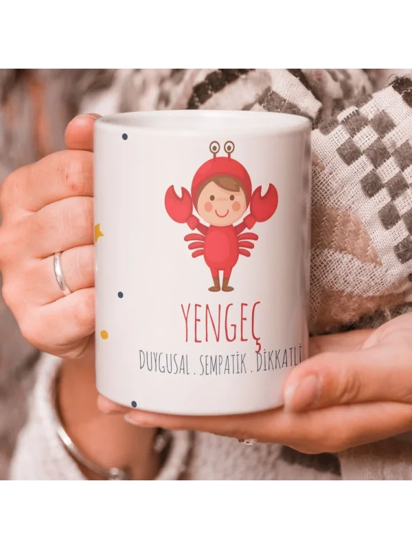 Yengeç Burcu Özel Sevimli Beyaz Kupa Bardak