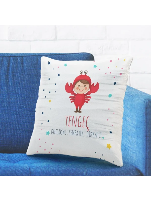 Yengeç Burcuna Özel Tasarımlı Sevimli Yastık Kılıfı