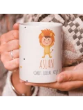 Aslan Burcu Özel Sevimli Beyaz Kupa Bardak