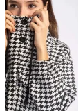 Kazayağı Desenli Kapüşonlu Sweatshirt-DESENLİ