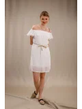 Madonna Yaka Elbise - BEYAZ