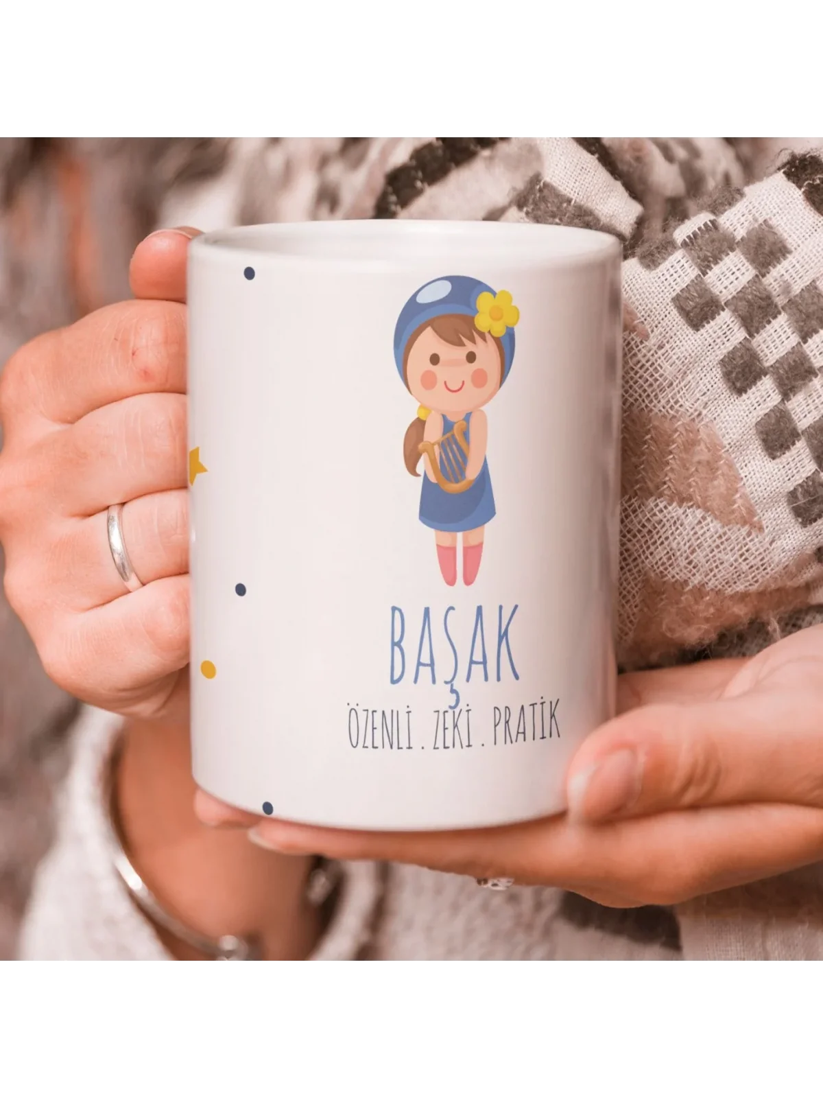 Başak Burcu Özel Sevimli Beyaz Kupa Bardak