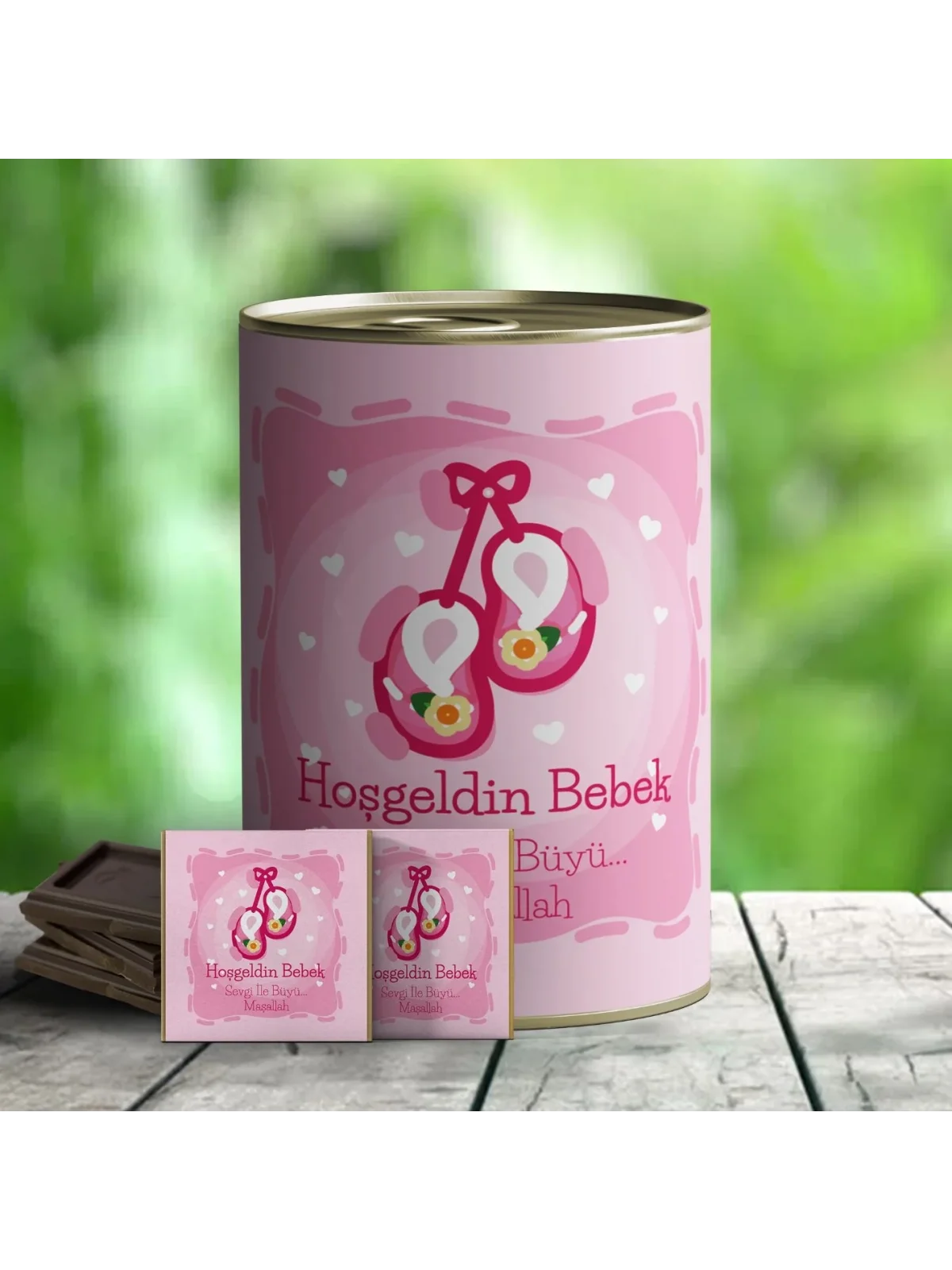 Hoşgeldin Bebek Çikolata Hediye Konservesi - Pembe