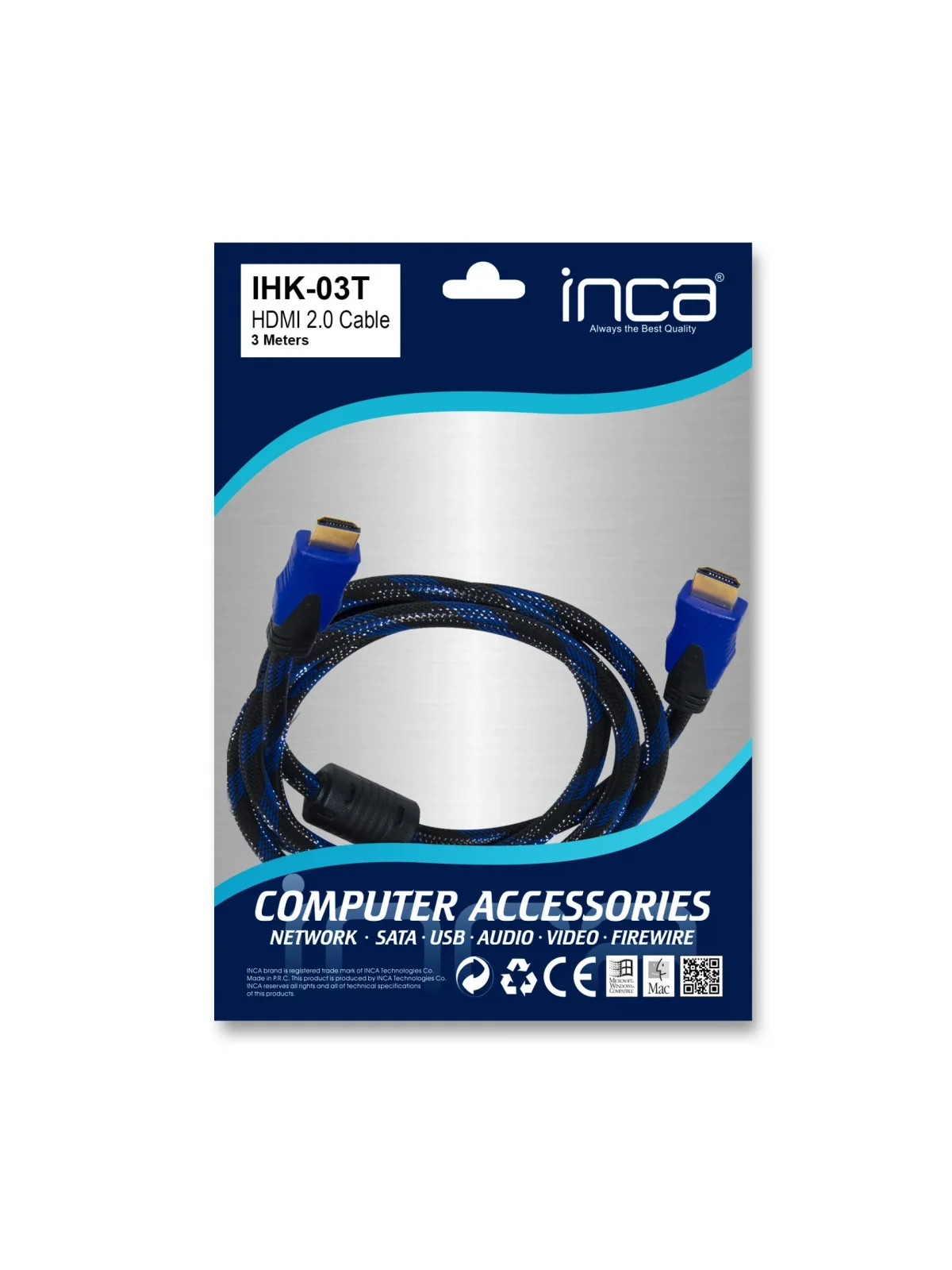 INCA IHK-03T HDMI 2V 4K ALTIN UÇ KABLO 3 METRE