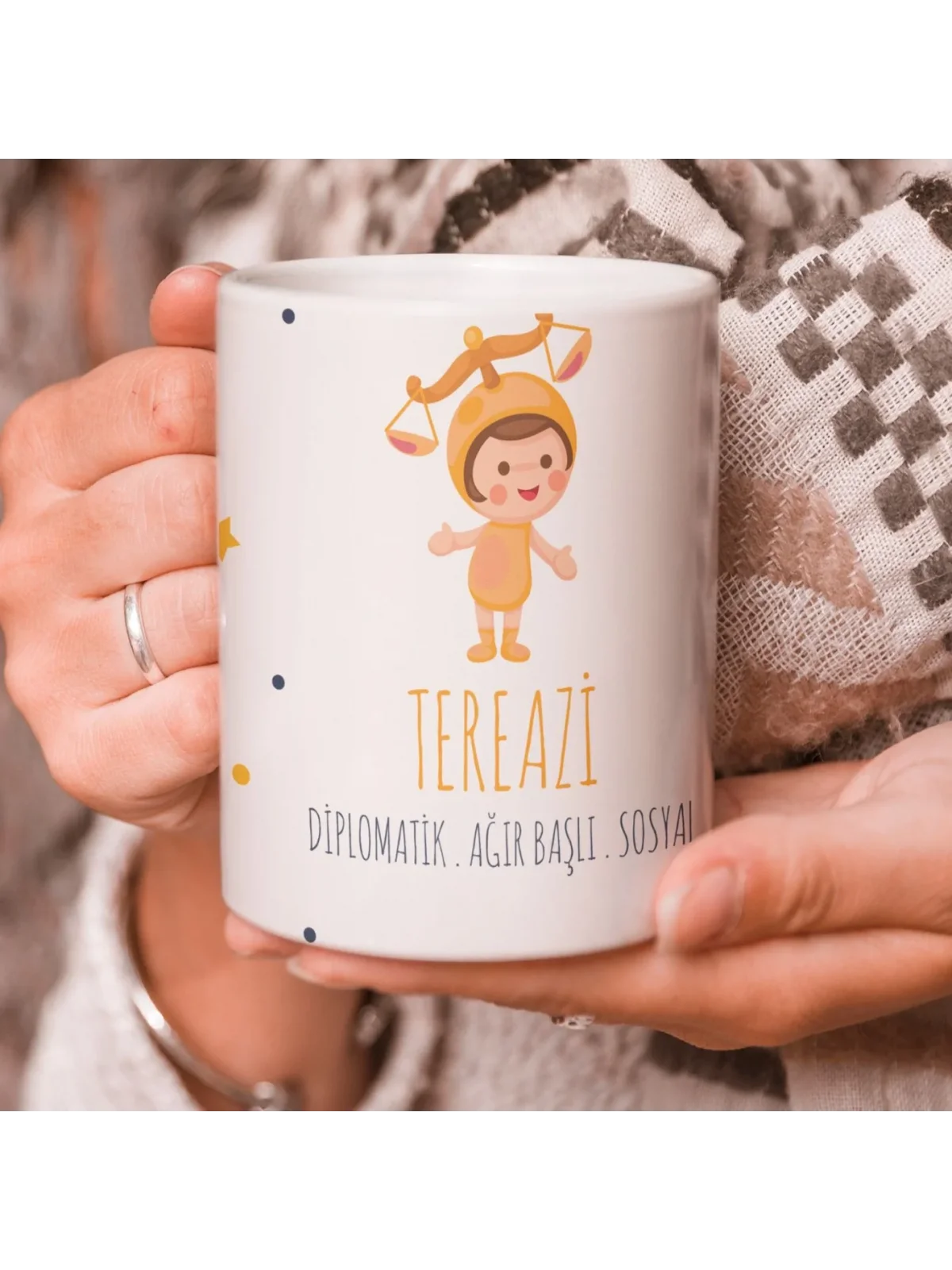 Terazi Burcu Özel Sevimli Beyaz Kupa Bardak
