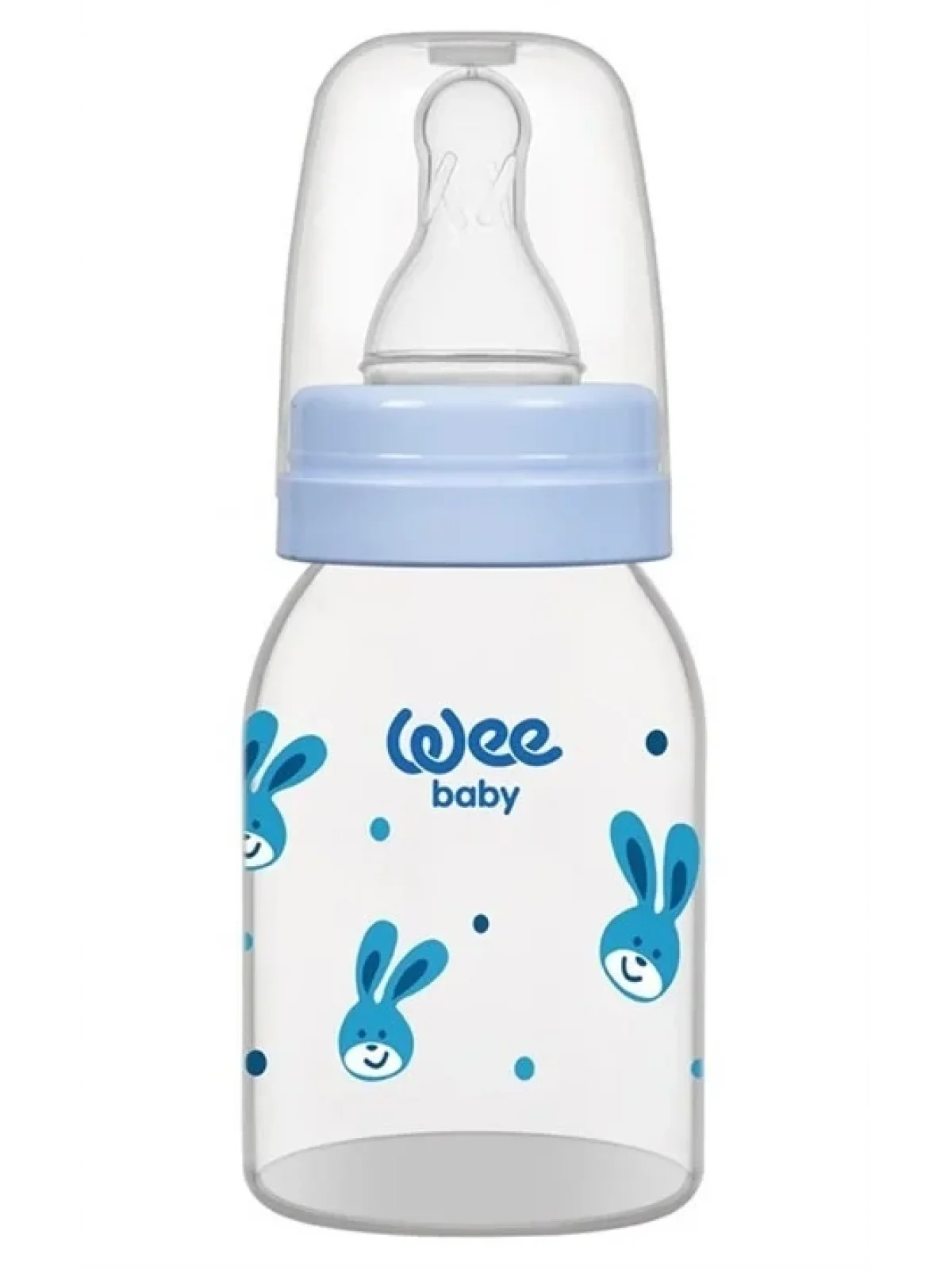Wee Baby Silikon Uçlu Desenli PP Biberon 125 cc - Mavi