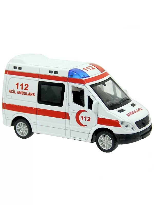 Pilli Işıklı Sesli 112 Metal Ambulans