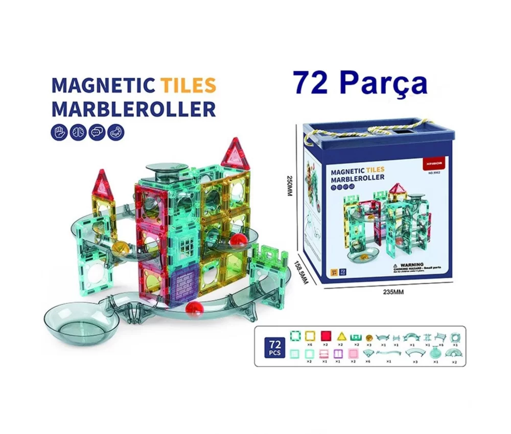 Magnetic Tiles Marbleroller 72 Parça Top Yuvarlama Oyun Seti