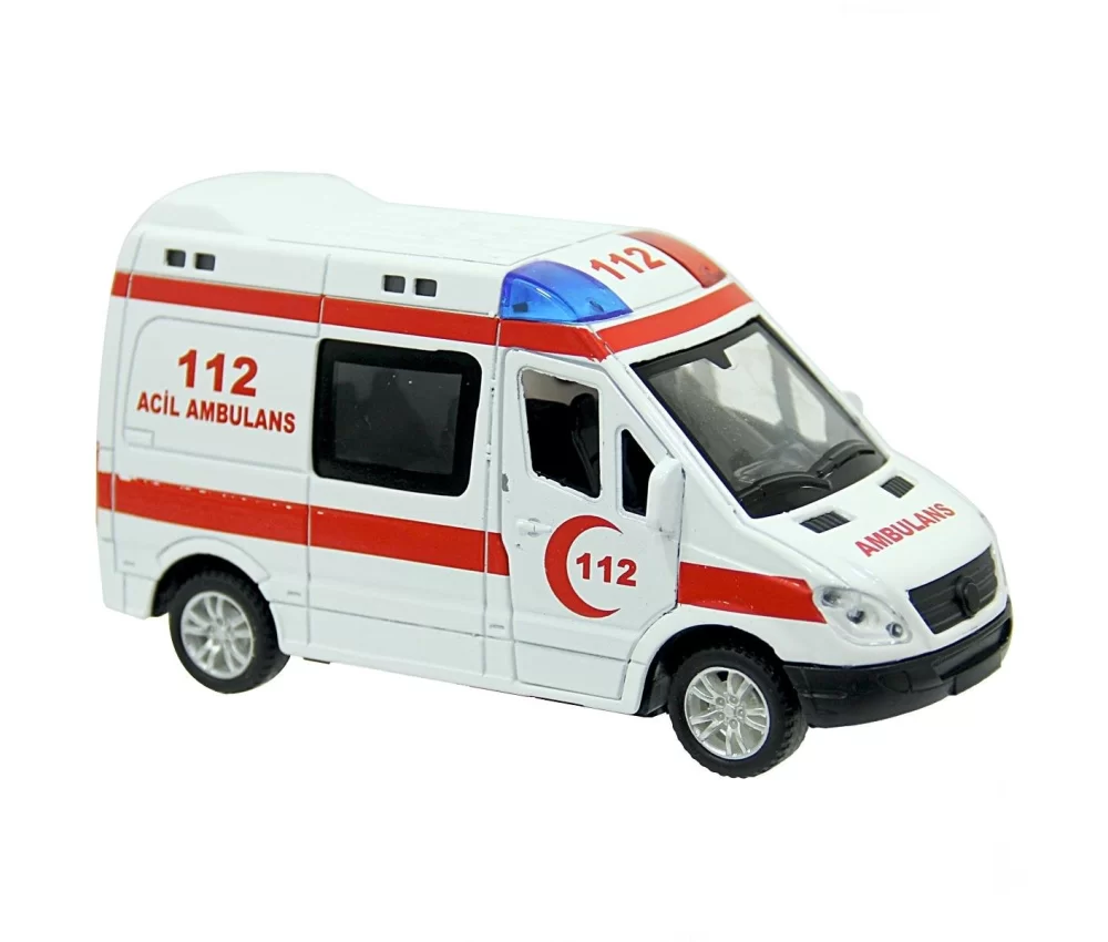 Pilli Işıklı Sesli 112 Metal Ambulans