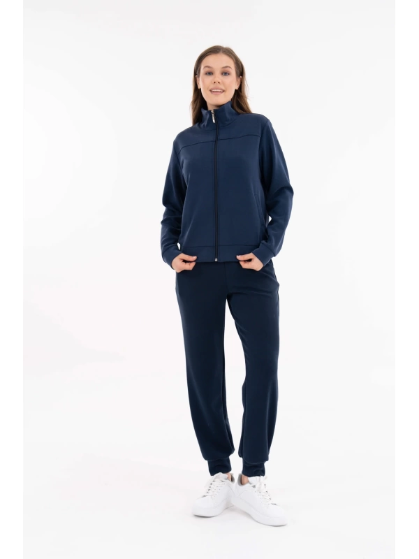 Kadın Modal Flota Cepli Hırka ve Cepli Paçası Ribanalı Jogger Pantolon Takım