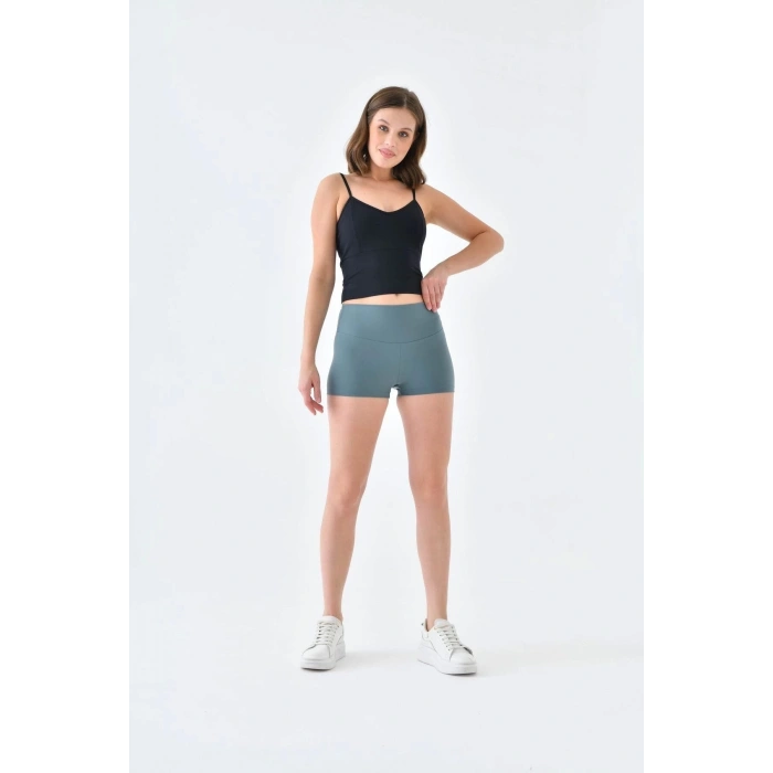 Kadın Kısa Tayt Biker Şort Yüksek Bel Toparlayıcı Biker Şort Kısa Spor Tayt