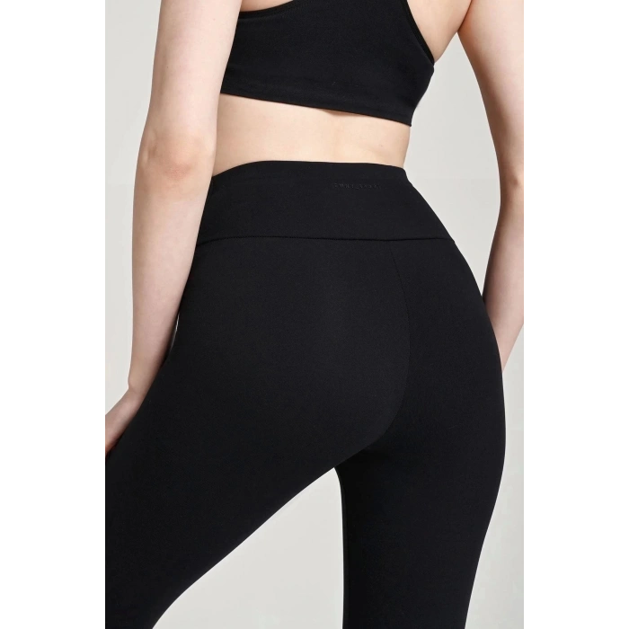 Siyah Yüksel Bel Toparlayıcı Tayt Ultra Esnek Ultra Hafif Elit Spor Tayt