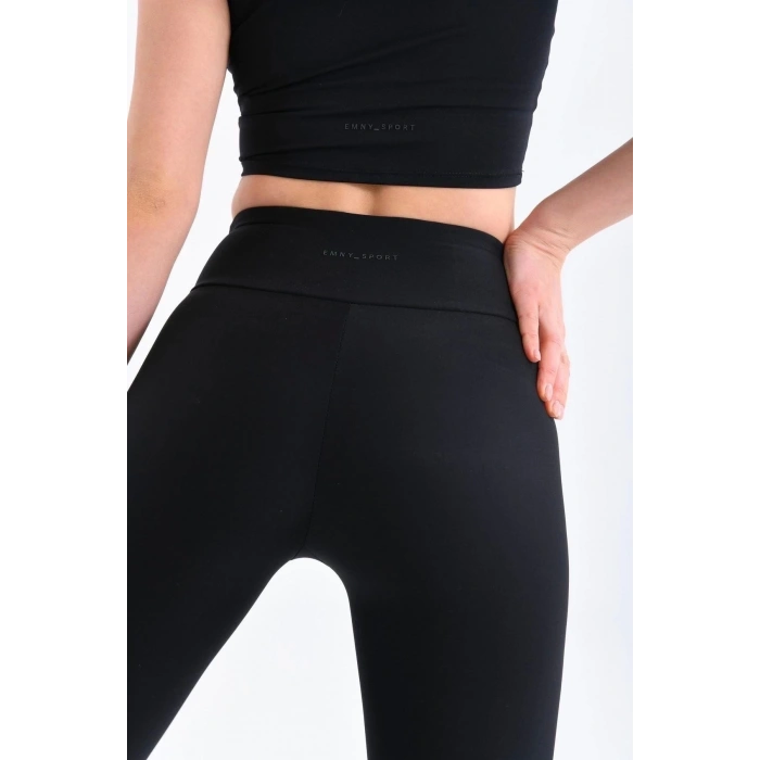 Siyah Yüksel Bel Toparlayıcı Tayt Ultra Esnek Ultra Hafif Elit Spor Tayt