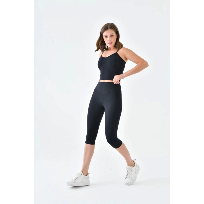 Yüksek Bel Toparlayıcı Diz Altı Kapri Tayt Capri