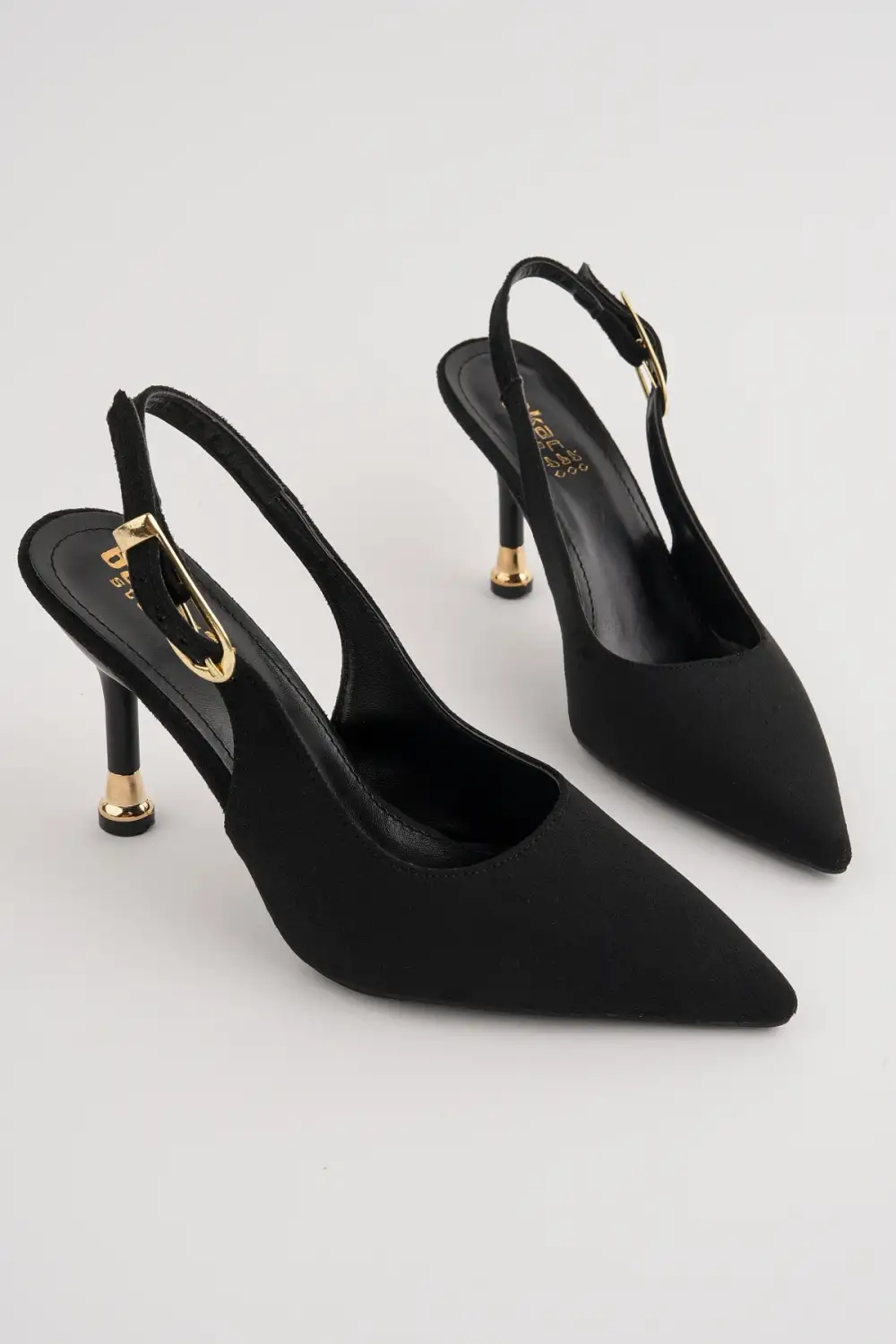 Kadın Siyah Süet Tokalı Sivri Şık Topuklu Stiletto Ayakkabı